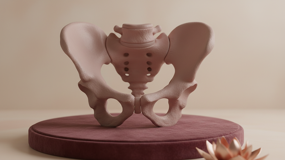 Close-up view of a pelvic model used in physical therapy education