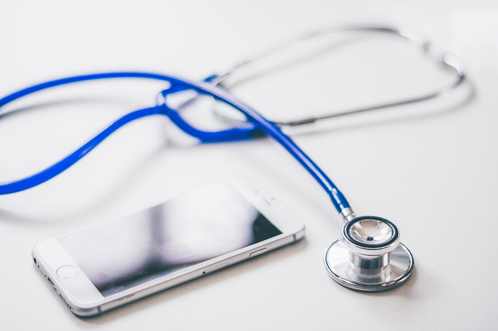 Telehealth: Stethoscope and cell phone