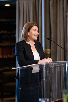 Woman speaker at corporate event