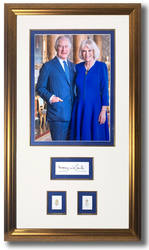 King Charles III and Queen Camilla personally signed and framed presentation