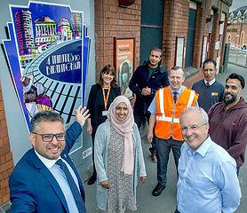 Birmingham City Council's Cabinet Member for Transport & Environment Councillor Waseem Zaffar MBE unveiling of new artwork at Birmingham's Small Heath Railway Station