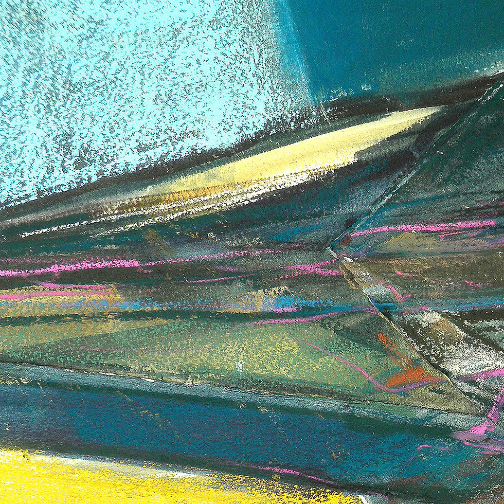 A close up of the abstract painting Pembrokeshire Harvest by the acclaimed artist Jill Jeffrey
