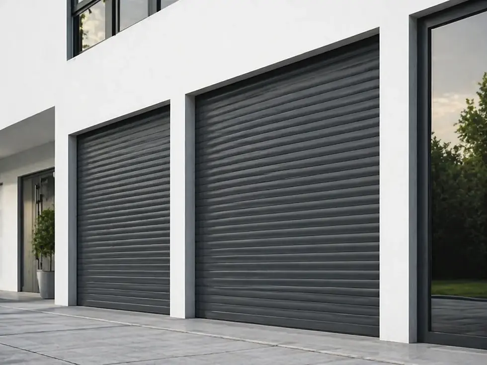 Moderne Rolltore an stilvoller Hausfassade