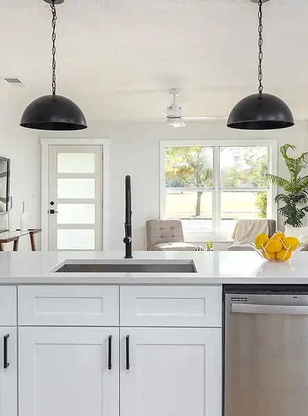 Modern kitchen cabinets installed in Austin home