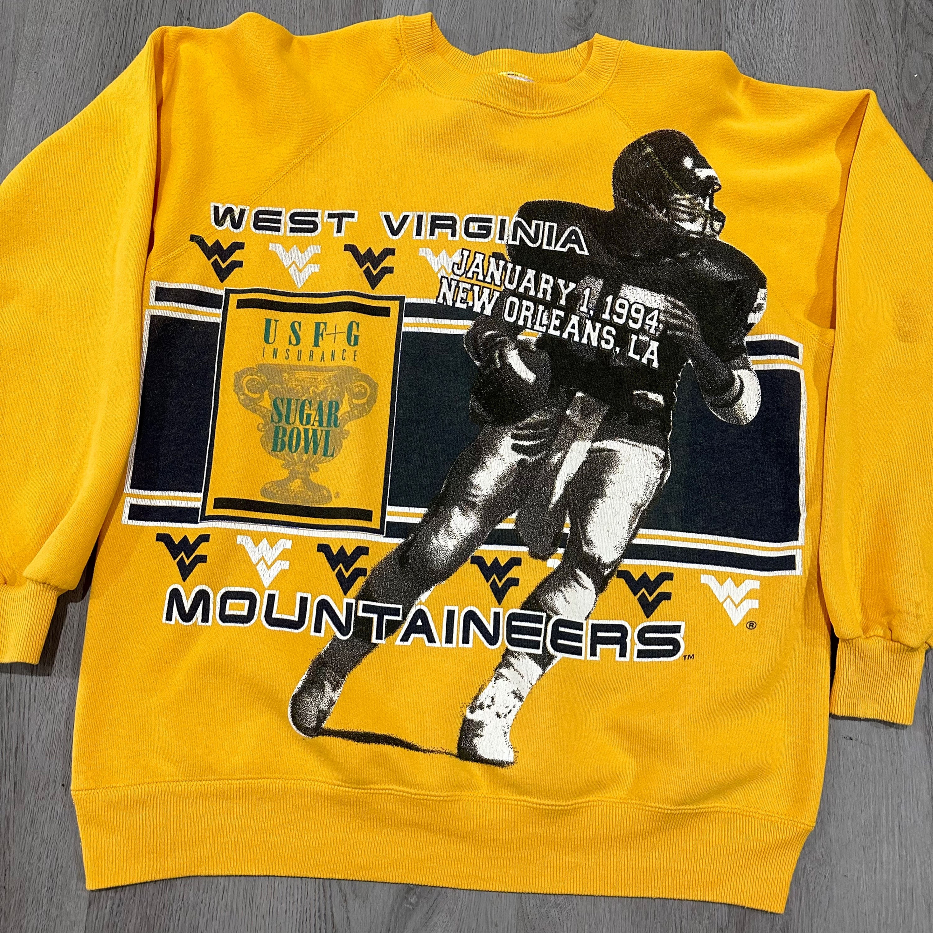 1994 wvu west virginia mountaineers sugar bowl crewneck size large