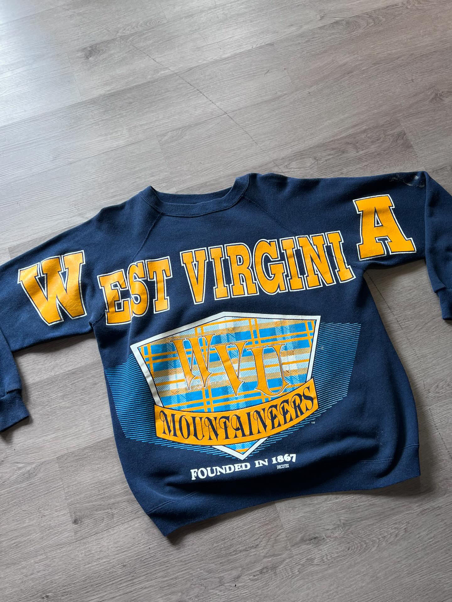 wvu west virginia university spellout crewneck size large