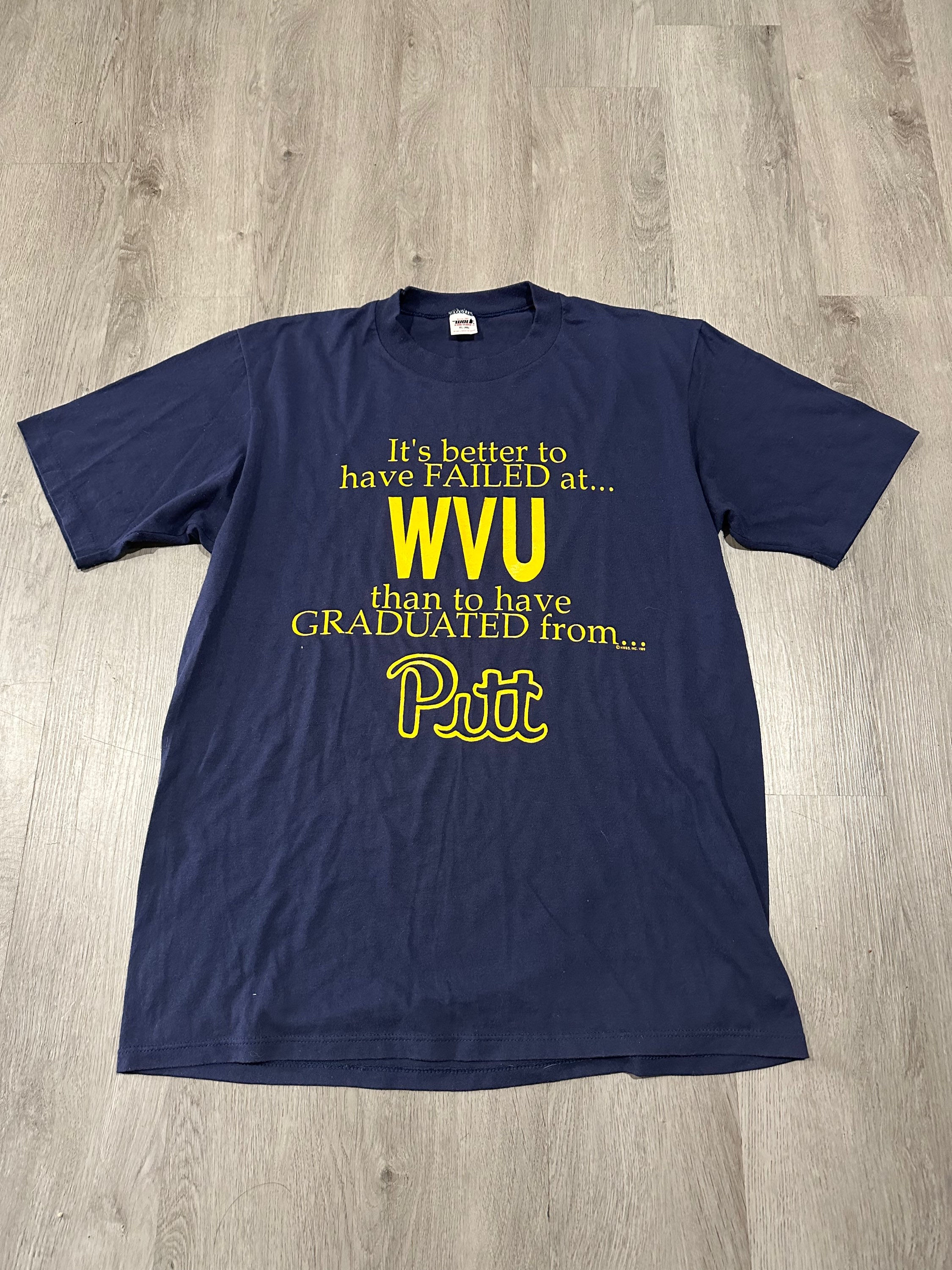 wvu pitt tee size large
