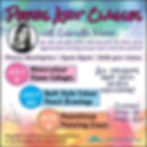 Peers Art Classes poster with Gabriella Heron. Dates: July 9, 30, Aug 6. Classes for 16+. Peers Multiplex, 6-8pm, $40. Register online or call.
