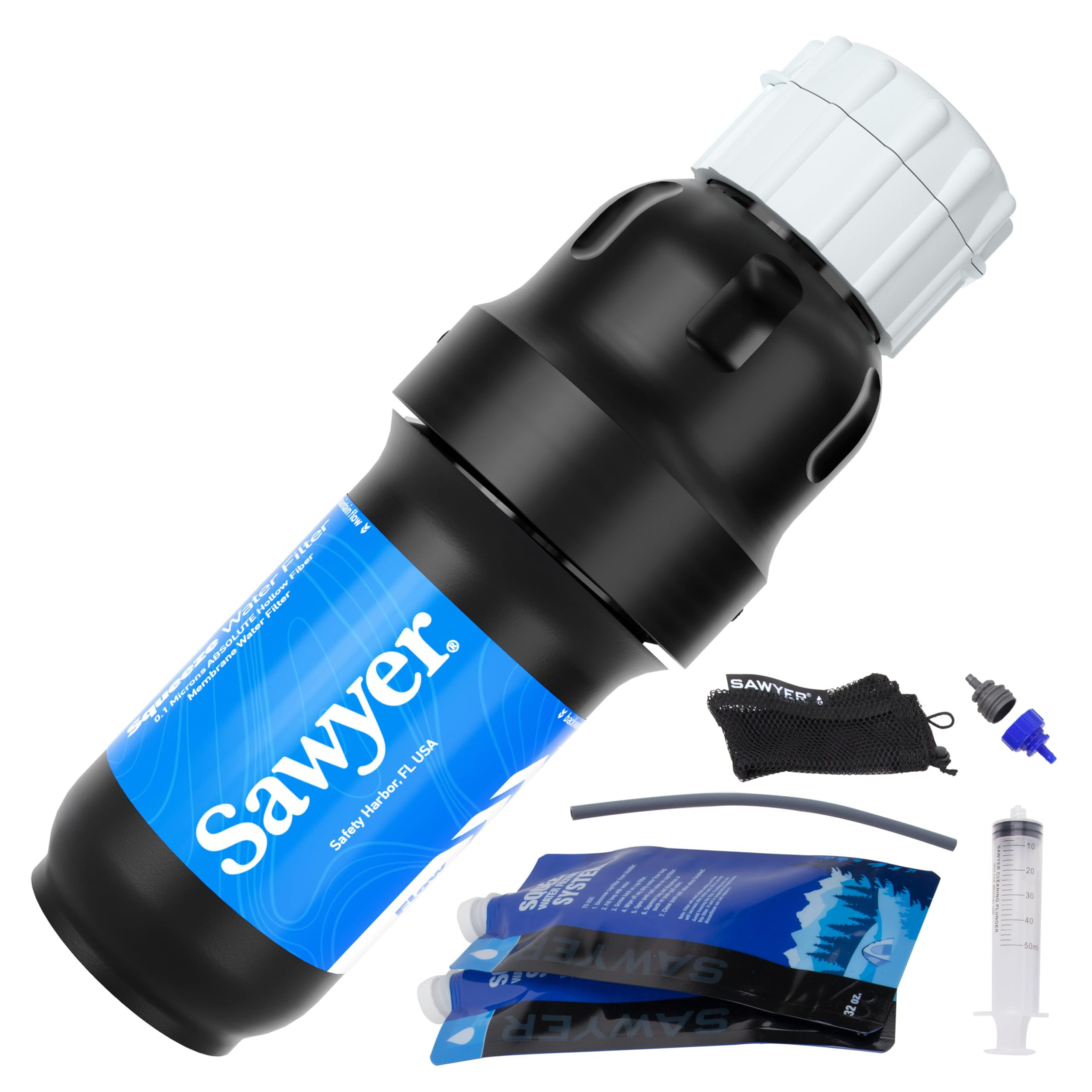 Sawyer Products SP129 Squeeze Water Filtration System w/Two 32-Oz Squeeze Pou...