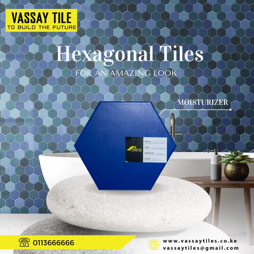 Blue Hexagon tiles Vassay Tile Kenya