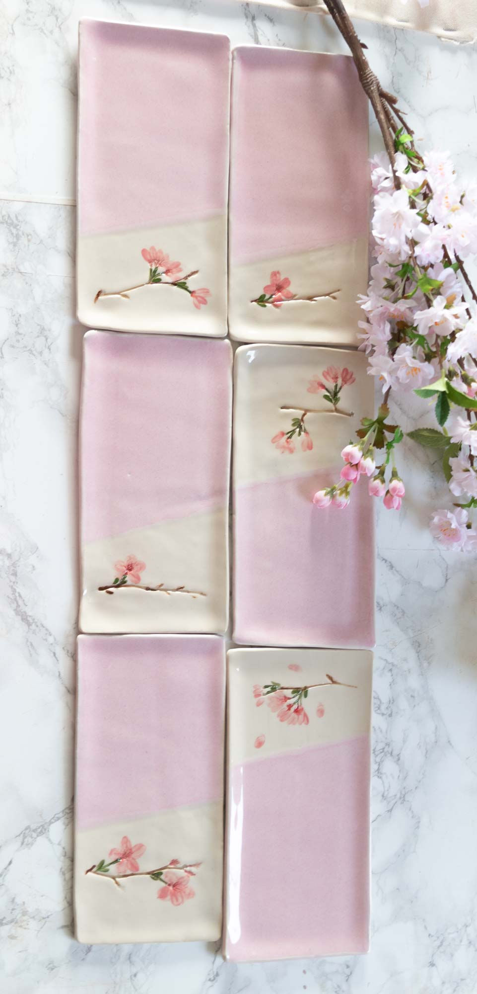 Thumbnail: Cherry Blossom Pressed Flower Pottery Plate