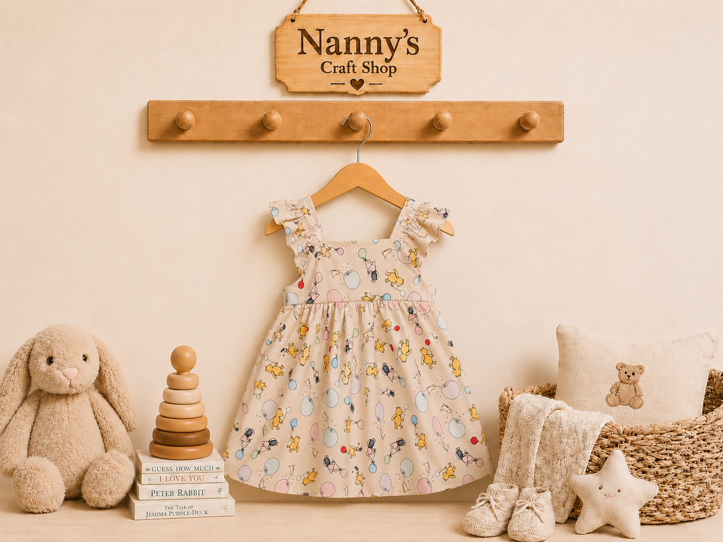 Handmade girls Winnie The Pooh dress. Girls birthday dress. Photo shoot dress