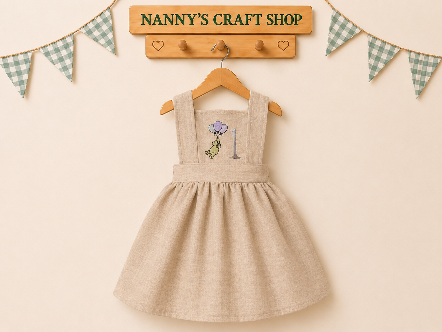 Handmade girls birthday dress. Winnie The Pooh girls dress