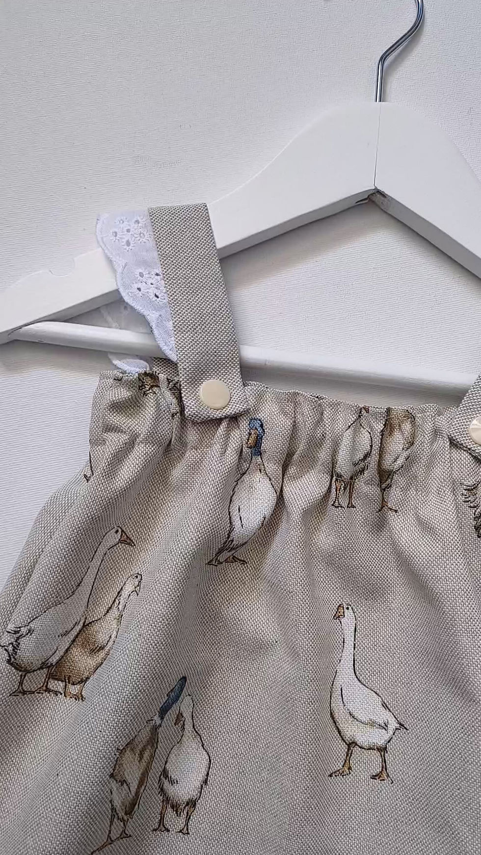Thumbnail: Handmade baby clothes. Girls goose romper. Baby gift