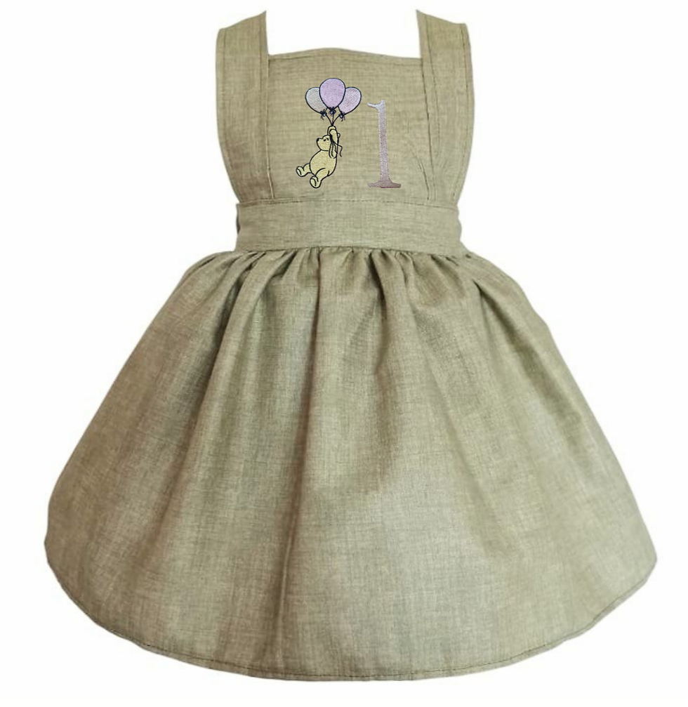 Thumbnail: Handmade girls birthday dress. Winnie The Pooh girls dress