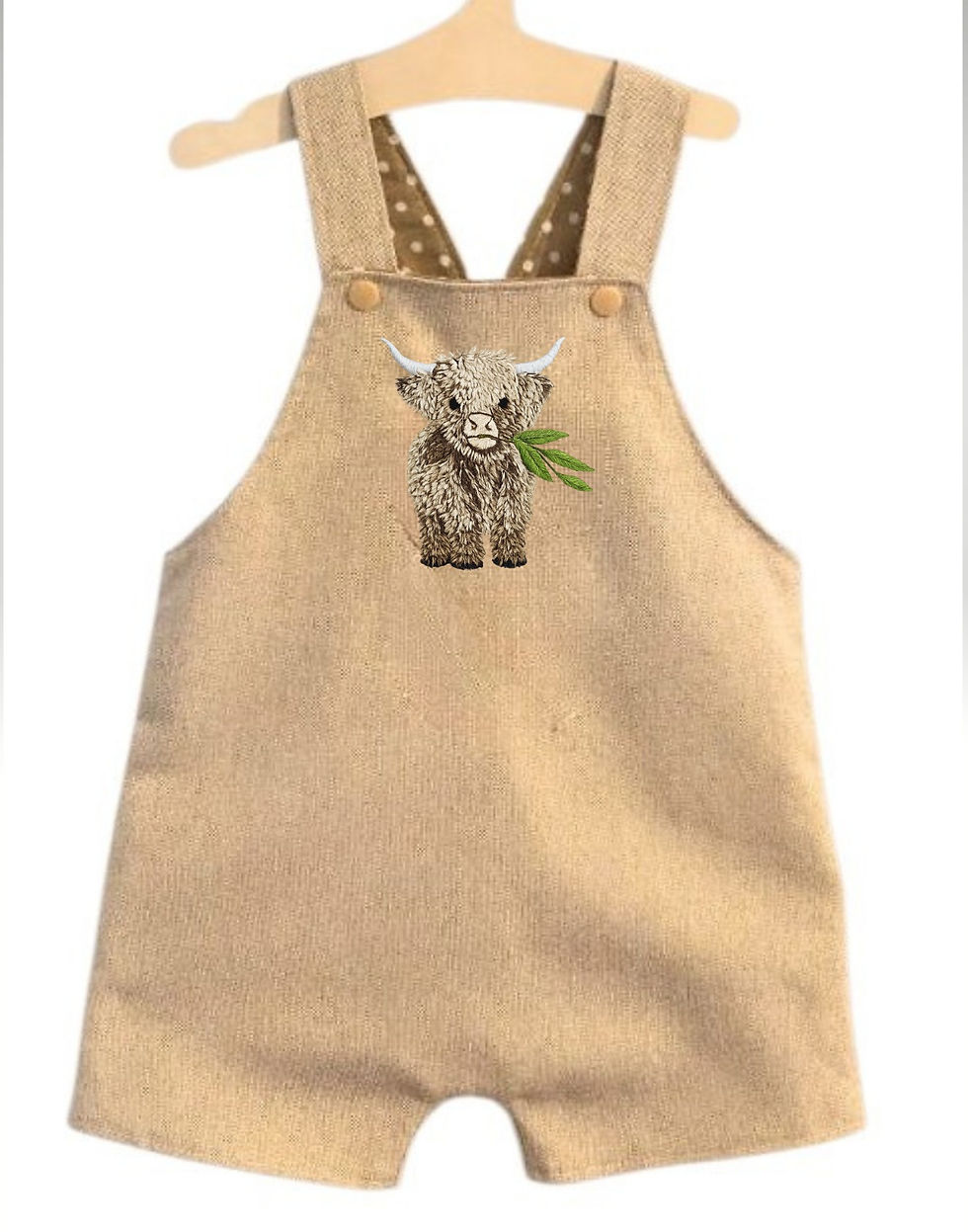 Thumbnail: Handmade boys Highland Cow romper.