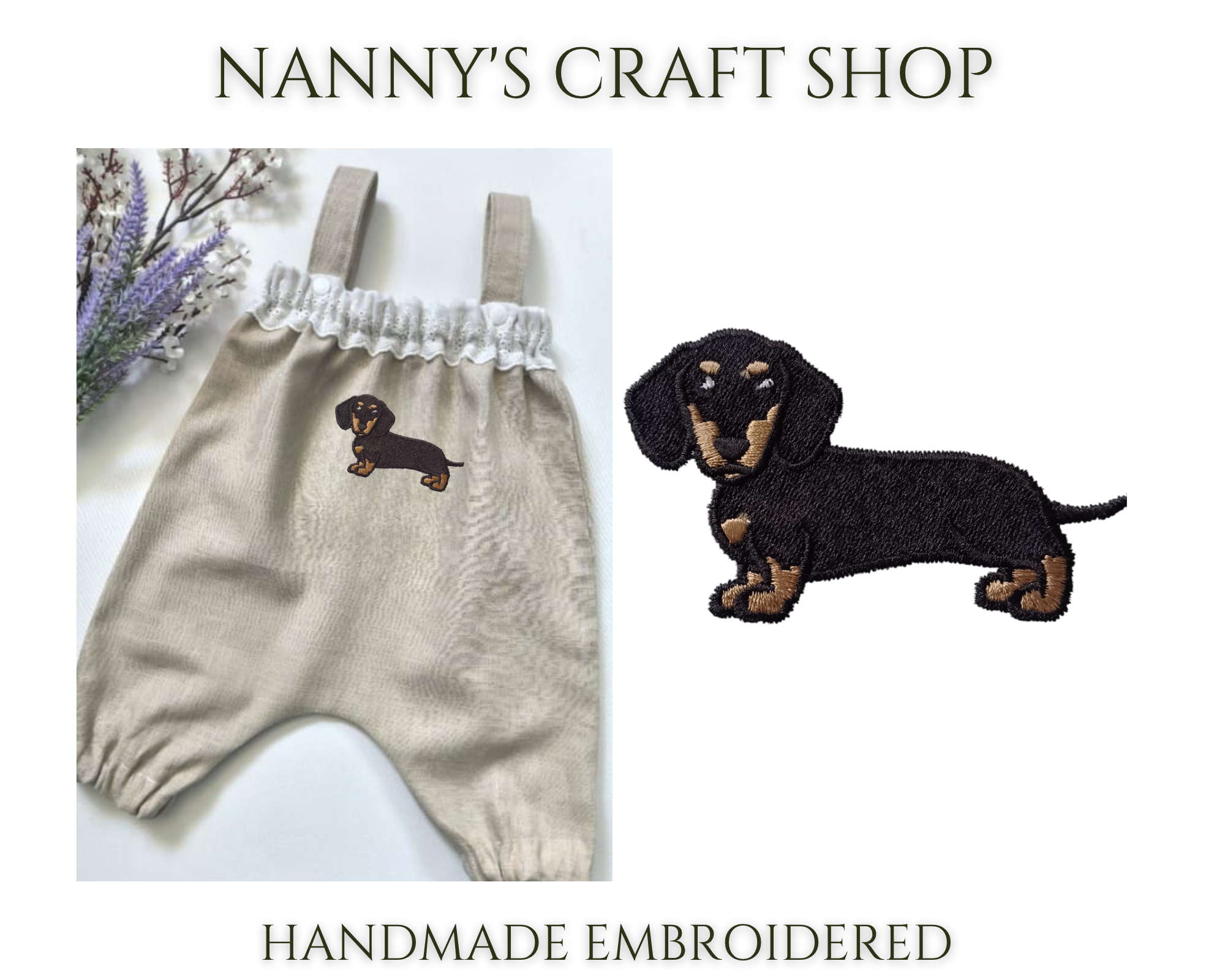 Handmade baby clothes. Baby Dachshund dog romper. Baby gift