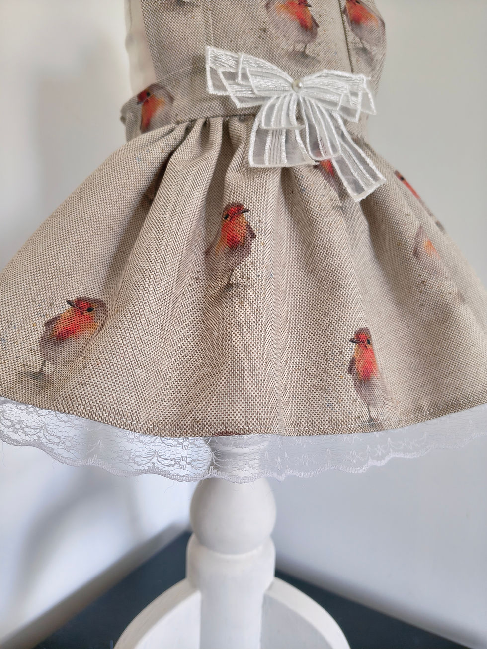 Thumbnail: Handmade girls Robin dress. Girls Christmas dress. Girls linen dress