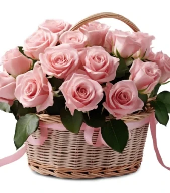basket of 25 pink roses