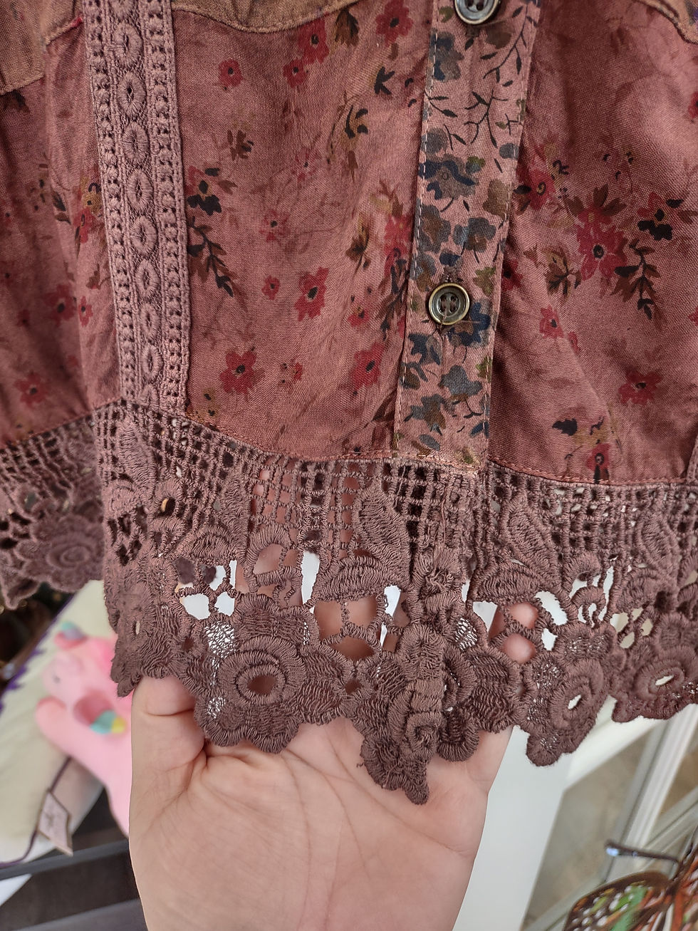 Thumbnail: Earthy Boho Cropped Shirt, Chestnut 