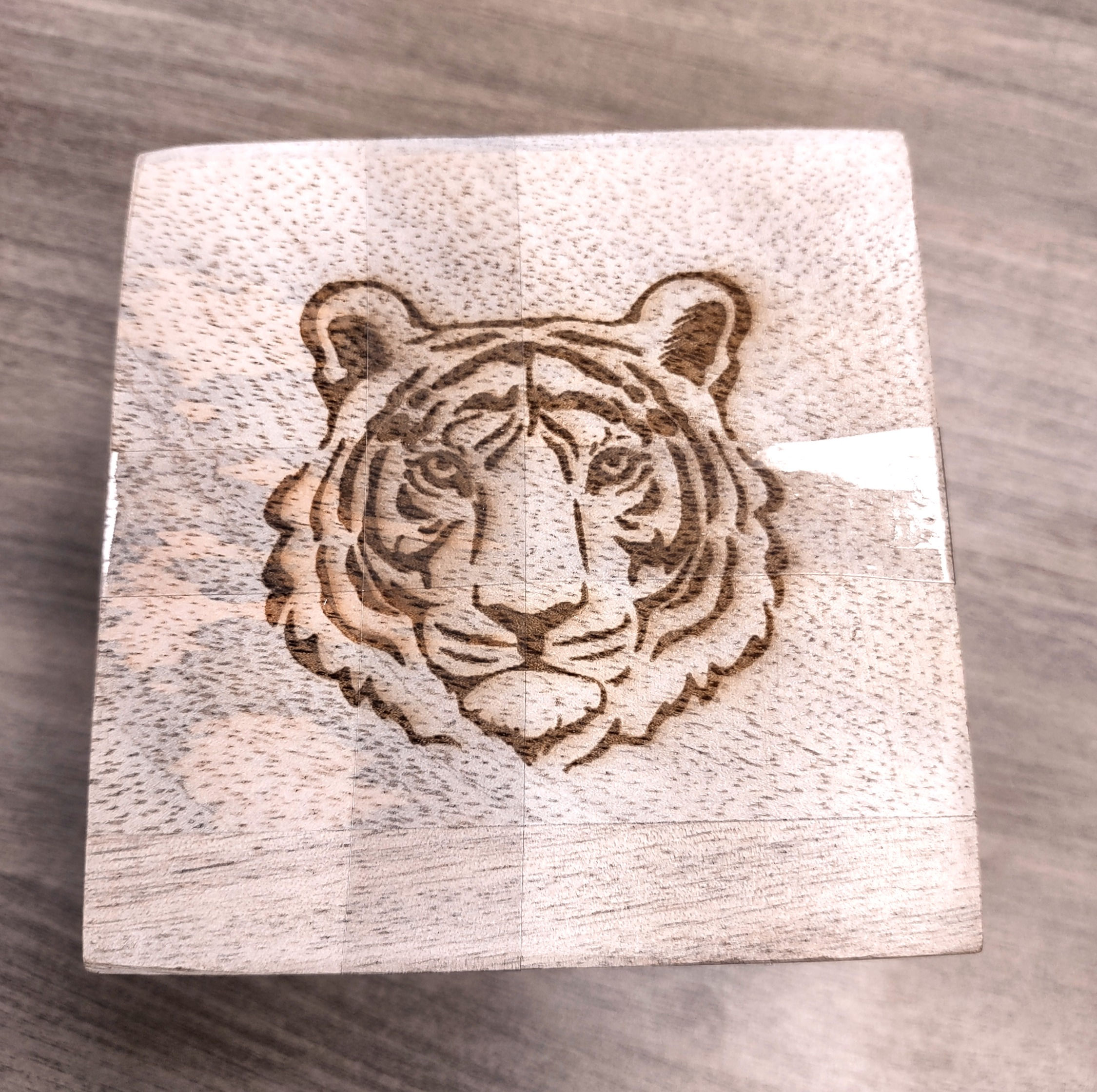Wood Coaster - Tiger Etched