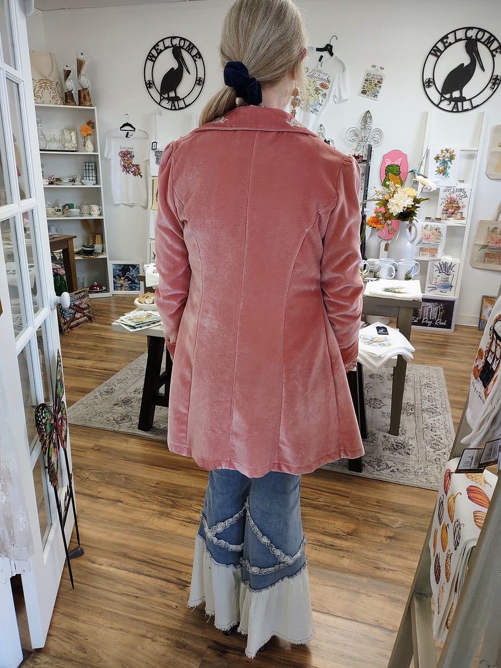 Thumbnail: Pink Long Velvet Jacket (runs small)