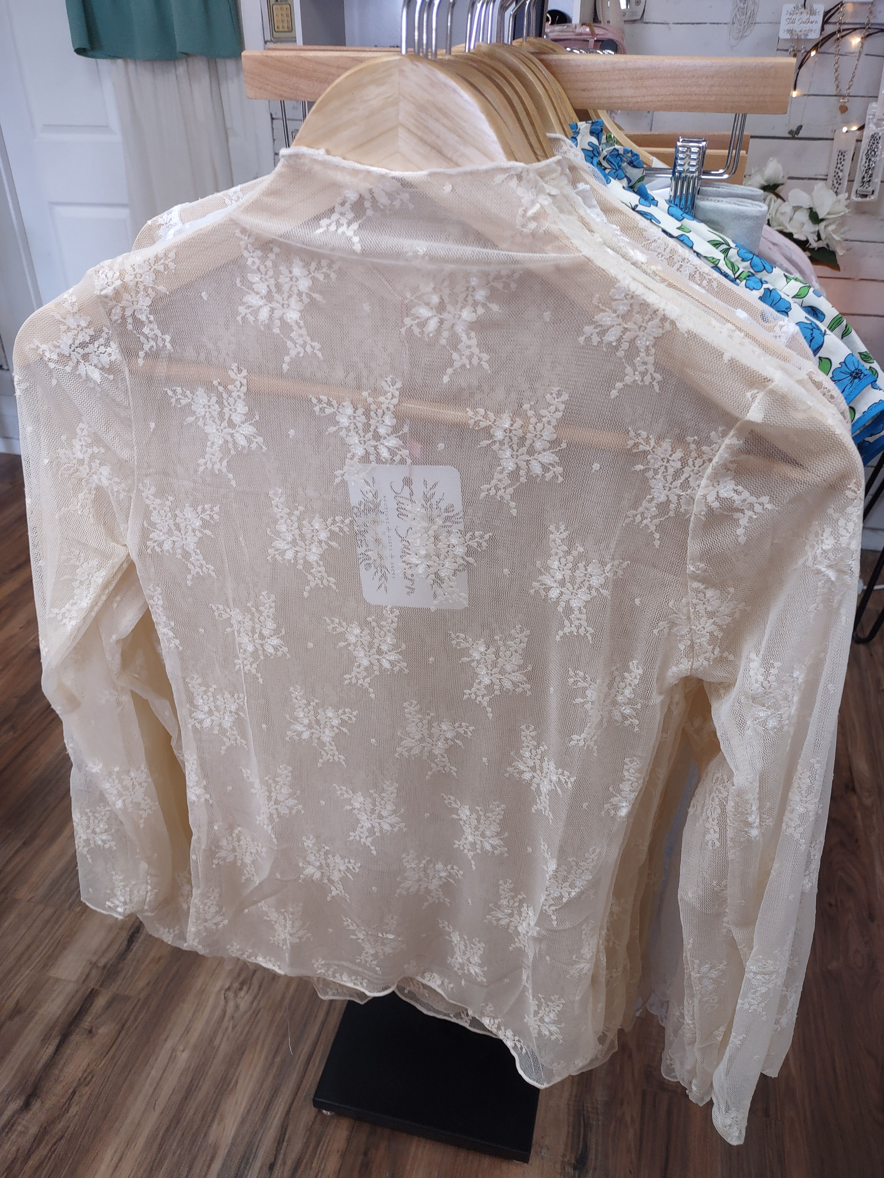 Lace Mesh Top, Beige