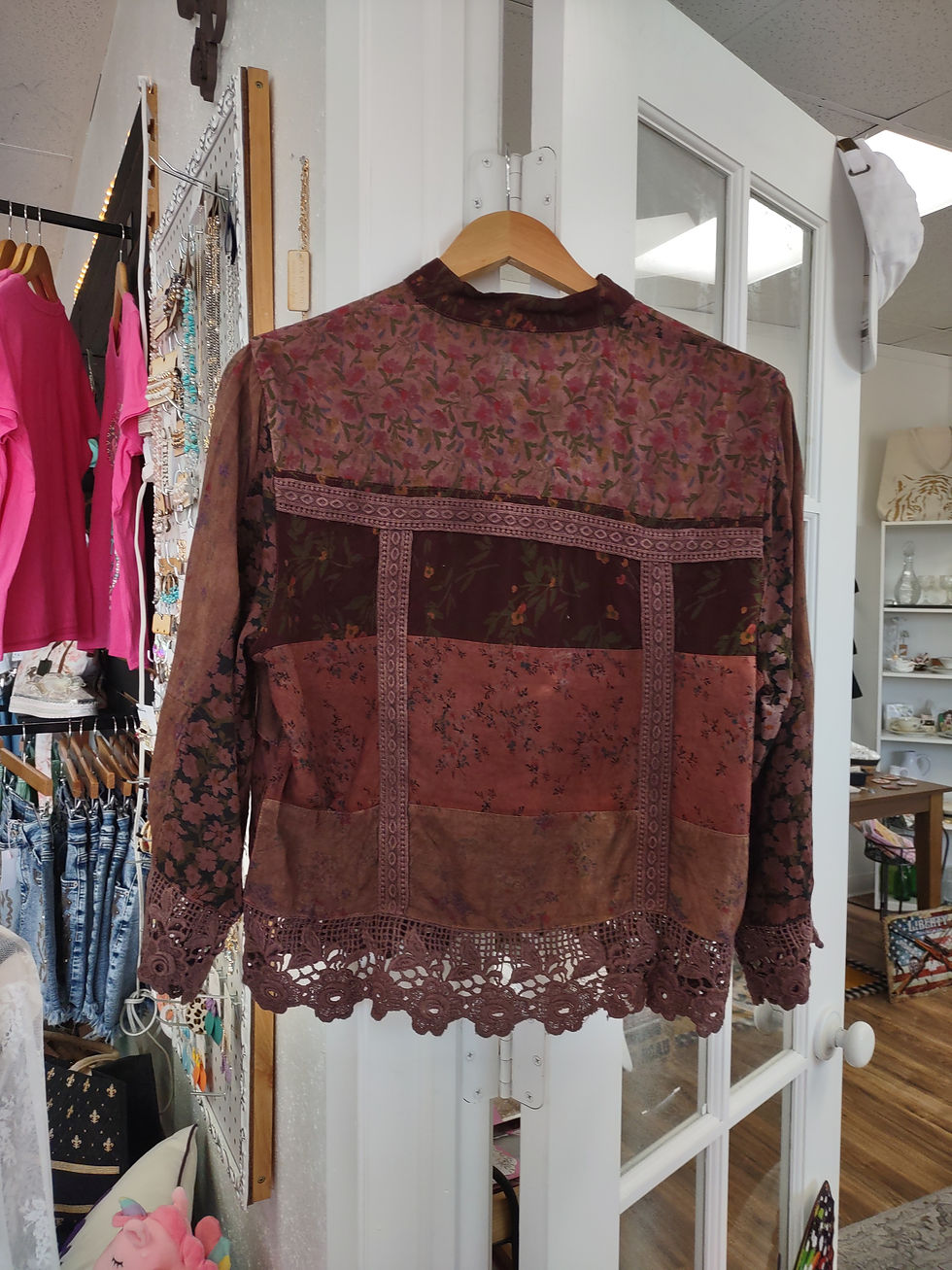Thumbnail: Earthy Boho Cropped Shirt, Chestnut 