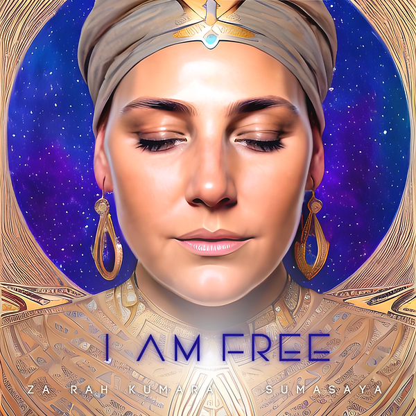 Album cover of the conscious music title I AM FREE (Freedom Sleep Loop) by Za Rah Kumara and Sumasaya, available on all streaming platforms like Spotify and Apple Music. Sacred Sound for healing and relaxation.