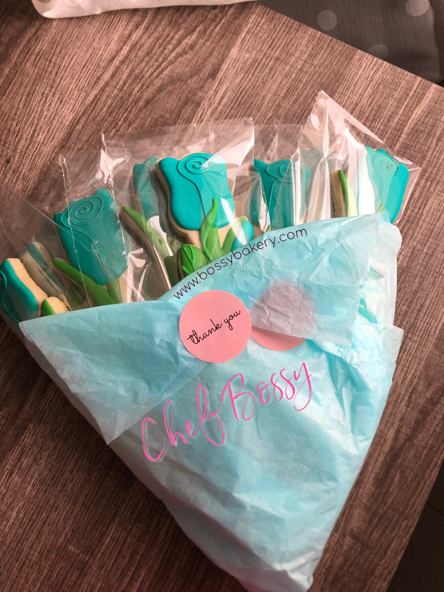 Cookie Bouquet: Blue Roses