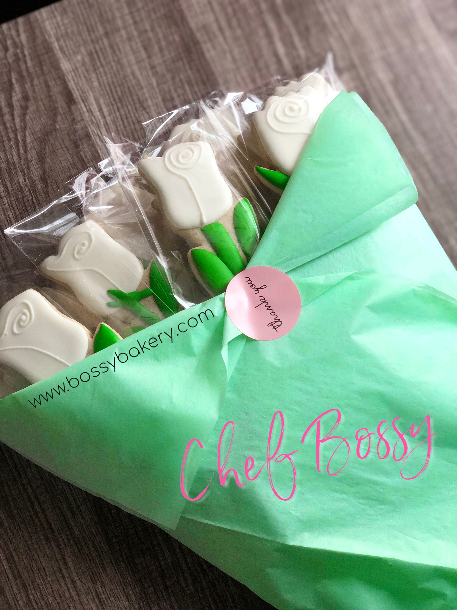 Cookie Bouquet_ White Roses