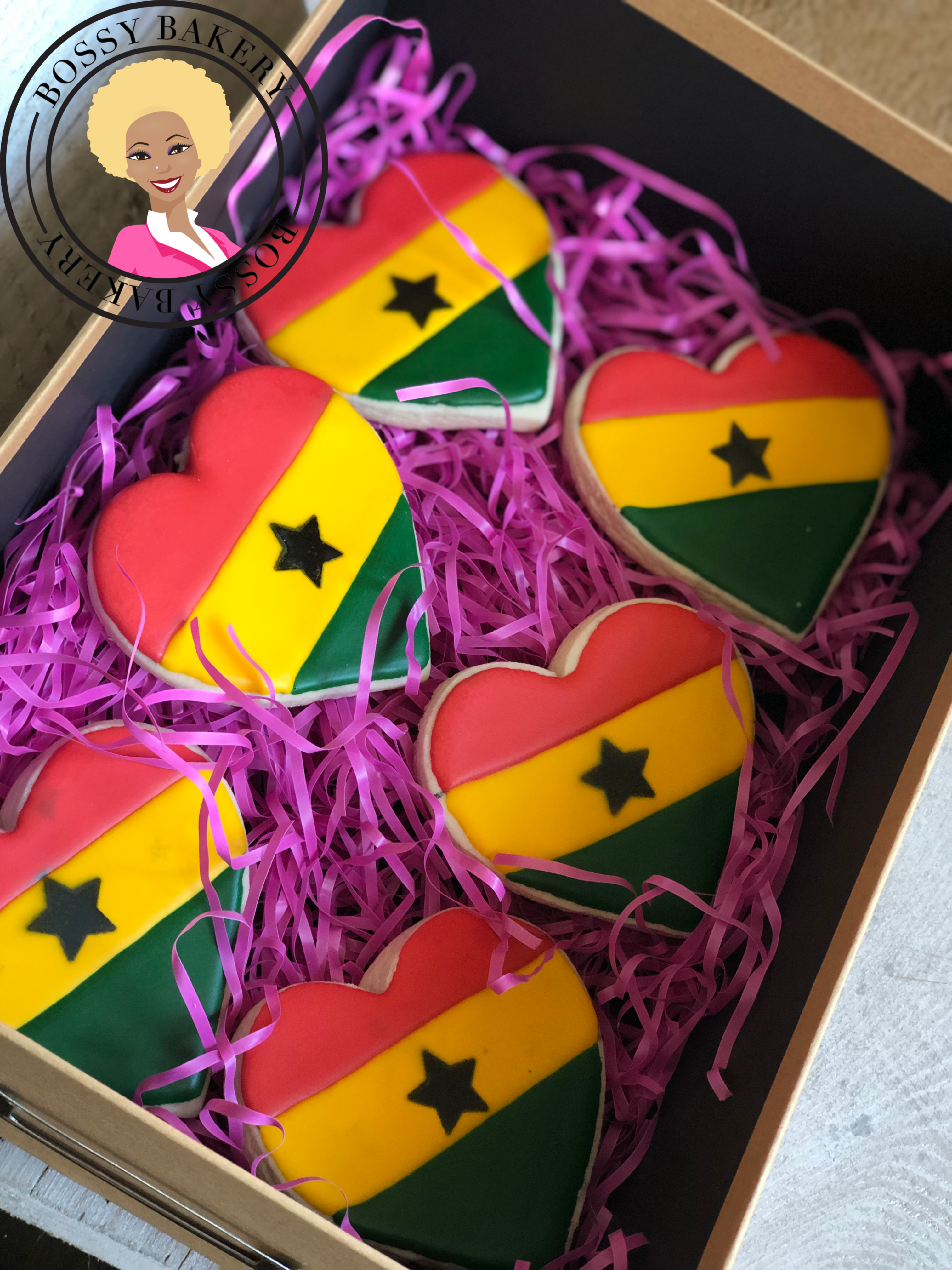 Ghana Flag Hearts
