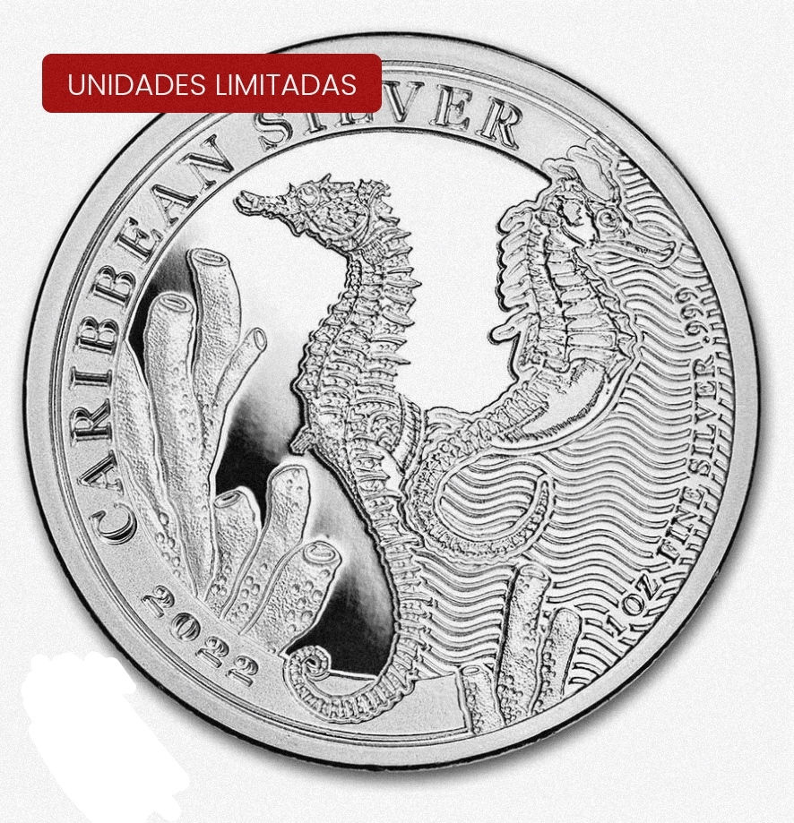 MONEDA 1 OZ PLATA .999. CABALLITO MAR - BARBADOS (2022)