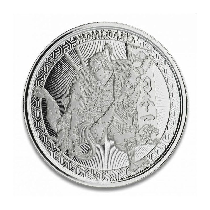 MONEDA 1 OZ PLATA .9999-LEYENDAS JAPON-MOMOTARO & amp- DEMON SUBDUEDUB (2020)