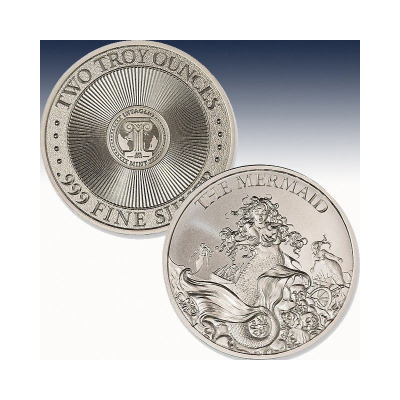 MONEDA 2 OZ Silverround Intaglio Mint "Cryptozoology Series - MERMAID"