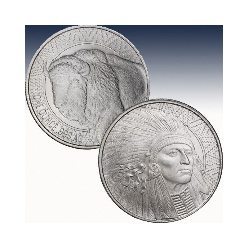 MONEDA 1 OZ PLATA .9999 - BUFALO GUERRERO
