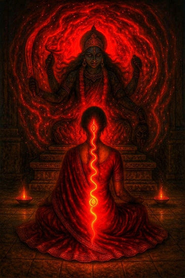 goddess image with praying person