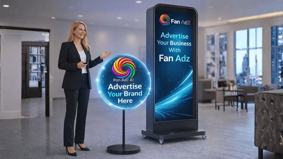 woman giving demonstration on holographic fan displays