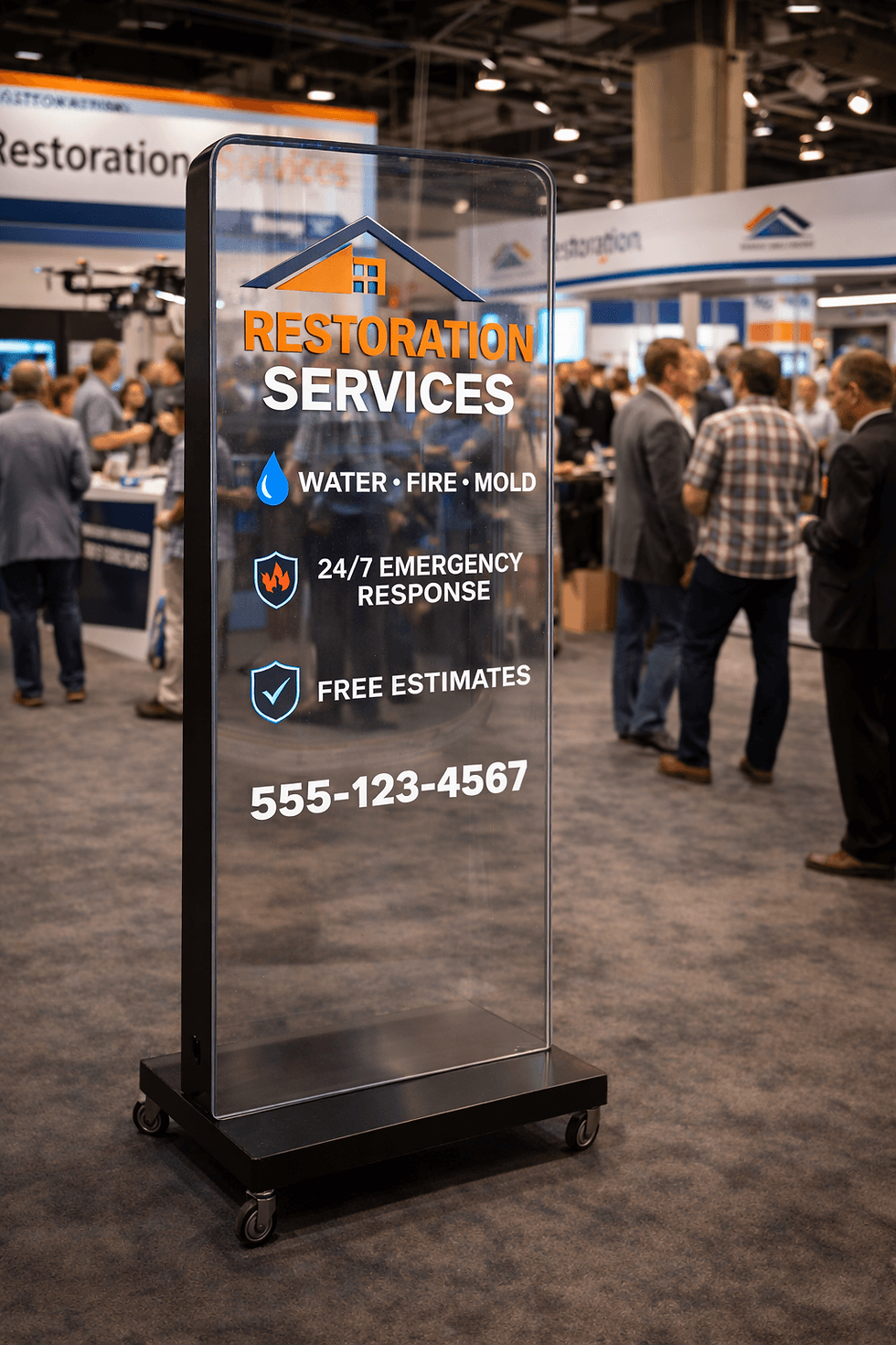 holographic display at trade show restoration service booth