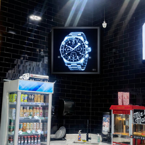 luxury watch advertisement on holographic display at bp in Farmington hills