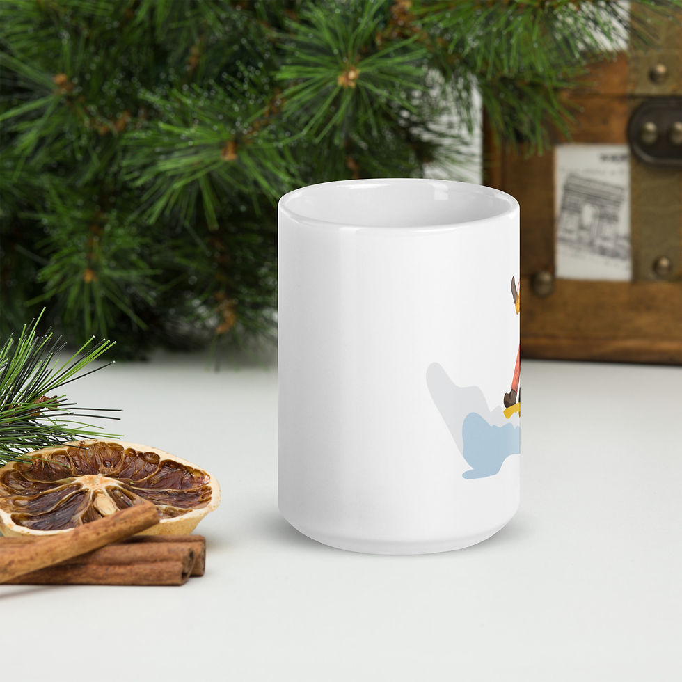 Thumbnail: Black with Braids Snowboarder White glossy mug