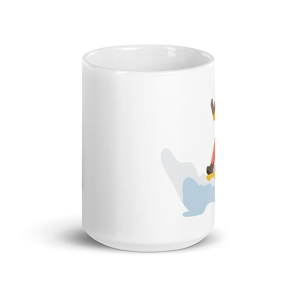 Thumbnail: Tan and Brunette Long Hair Snowboarder White glossy mug