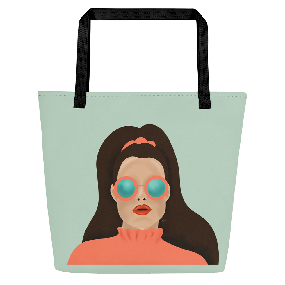 Thumbnail: Retro All-Over Print Large Tote Bag