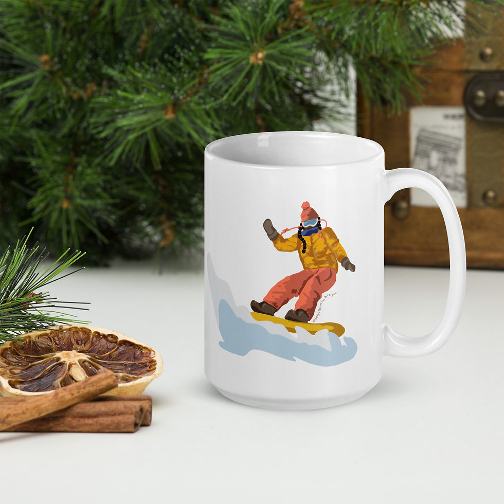 Thumbnail: Black with Braids Snowboarder White glossy mug