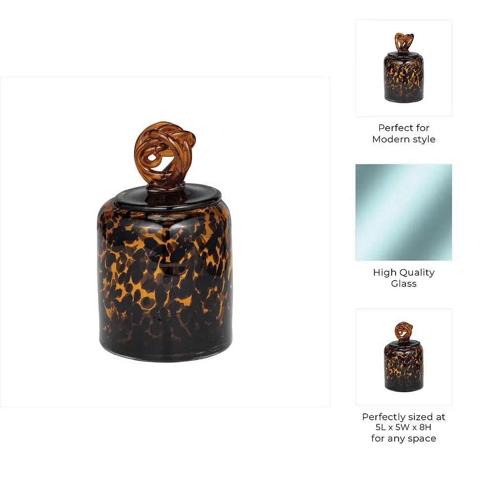Thumbnail: Decorative Jar - Orange Glass Knot Lid Tortoise