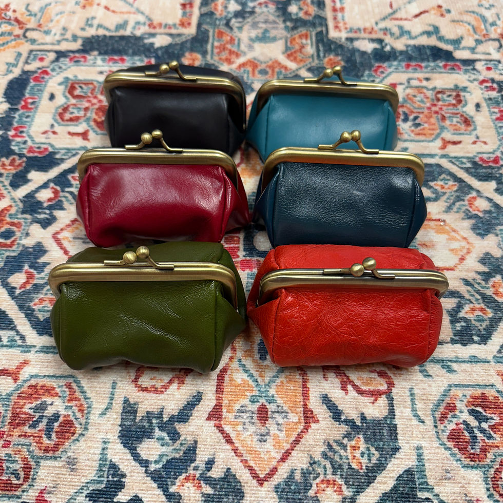 Thumbnail: Retro Leather Kisslock Coin Purse