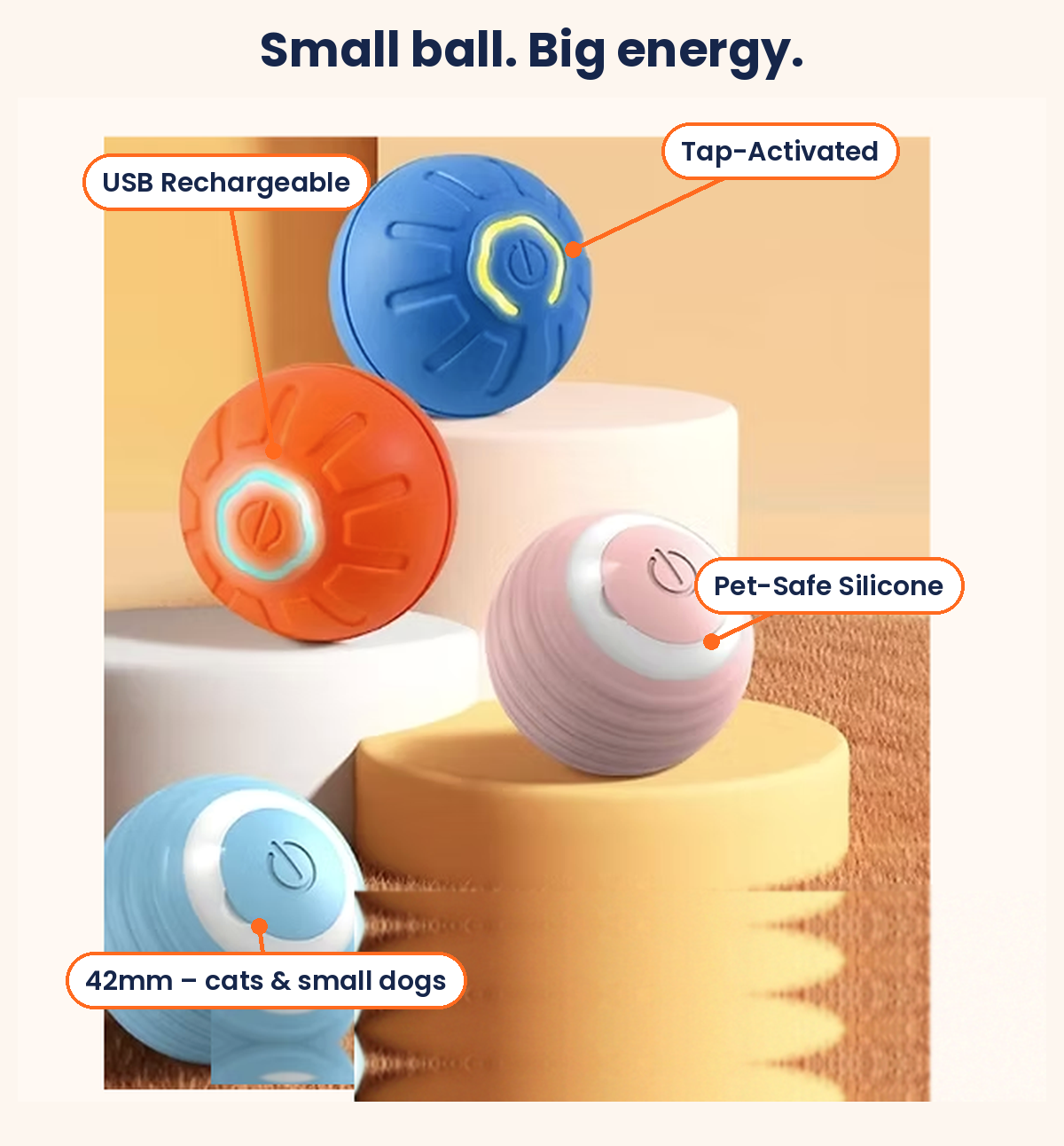 PlayPal™ Smart Ball – Interactive Self-Moving Toy Ball for Dogs & Cats