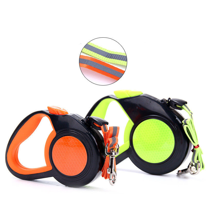 Reflective Retractable Dog Leash – Hands-Free Safety Lead with Grip