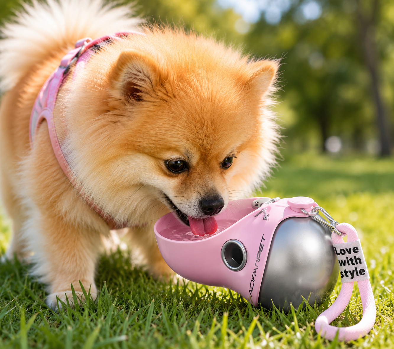 Portable Dog Water Bottle with Stainless Steel Travel Bowl