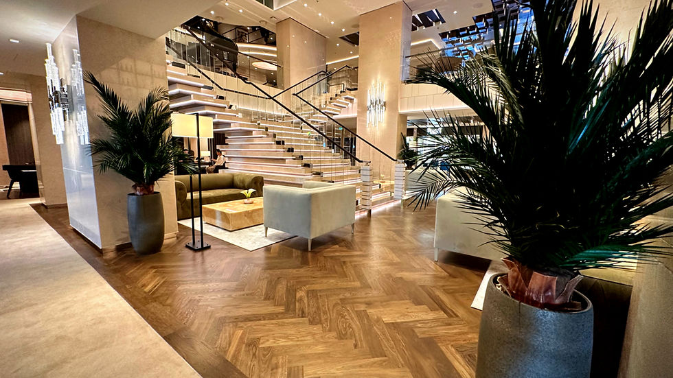 Luxury cruise ship interior showcasing the premium accommodations, public spaces, dining venues, and amenities often included in a private wedding cruise charter.